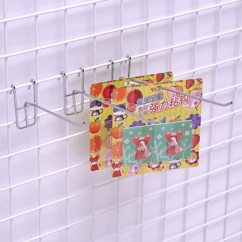 Sourcemall Stainless Steel Grid Wall Bracket Peg Board Display Hook for Panel for Supermarket 4 inch 30pack - Image 4